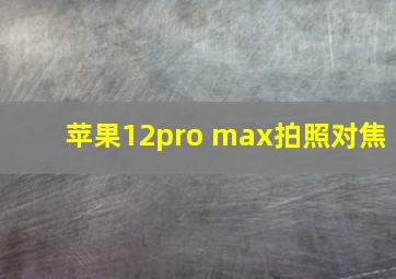 苹果12pro max拍照对焦